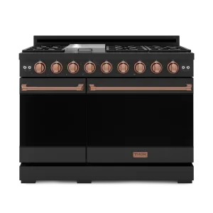 Thor Kitchen RSG48EBRSG 48 Inch Professional Gas Range With Tilt Panel Touch Control In Black/Rose Gold Gordon Ramsay Series - Rsg48Eb-Rsg Professional Ranges dual fuel professional range 36 inch