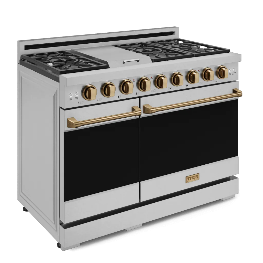 Thor Kitchen RSG48ELPBRZ 48 Inch Professional Lp Range With Pro-Style Knobs In Stainless Steel/Bronze Gordon Ramsay Series - Rsg48Elp-Brz