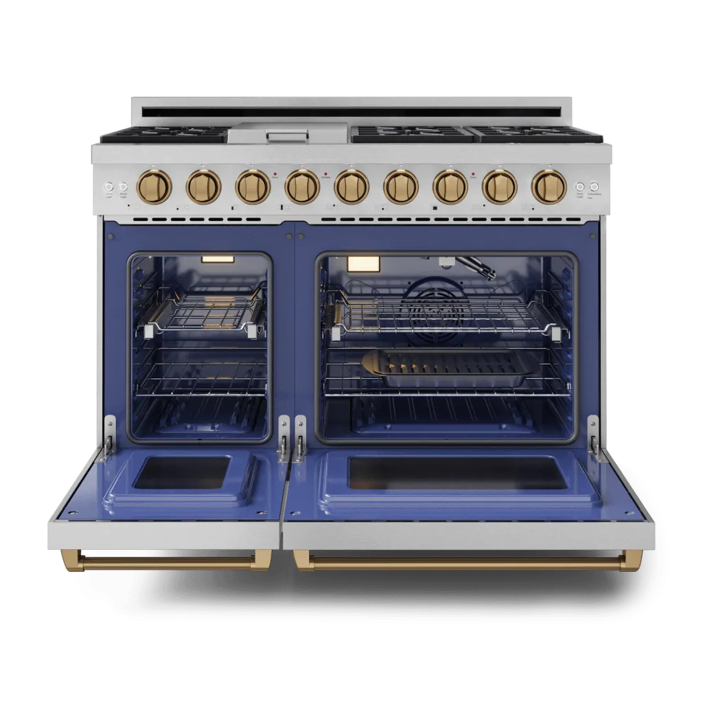 Thor Kitchen RSG48ELPBRZ 48 Inch Professional Lp Range With Pro-Style Knobs In Stainless Steel/Bronze Gordon Ramsay Series - Rsg48Elp-Brz