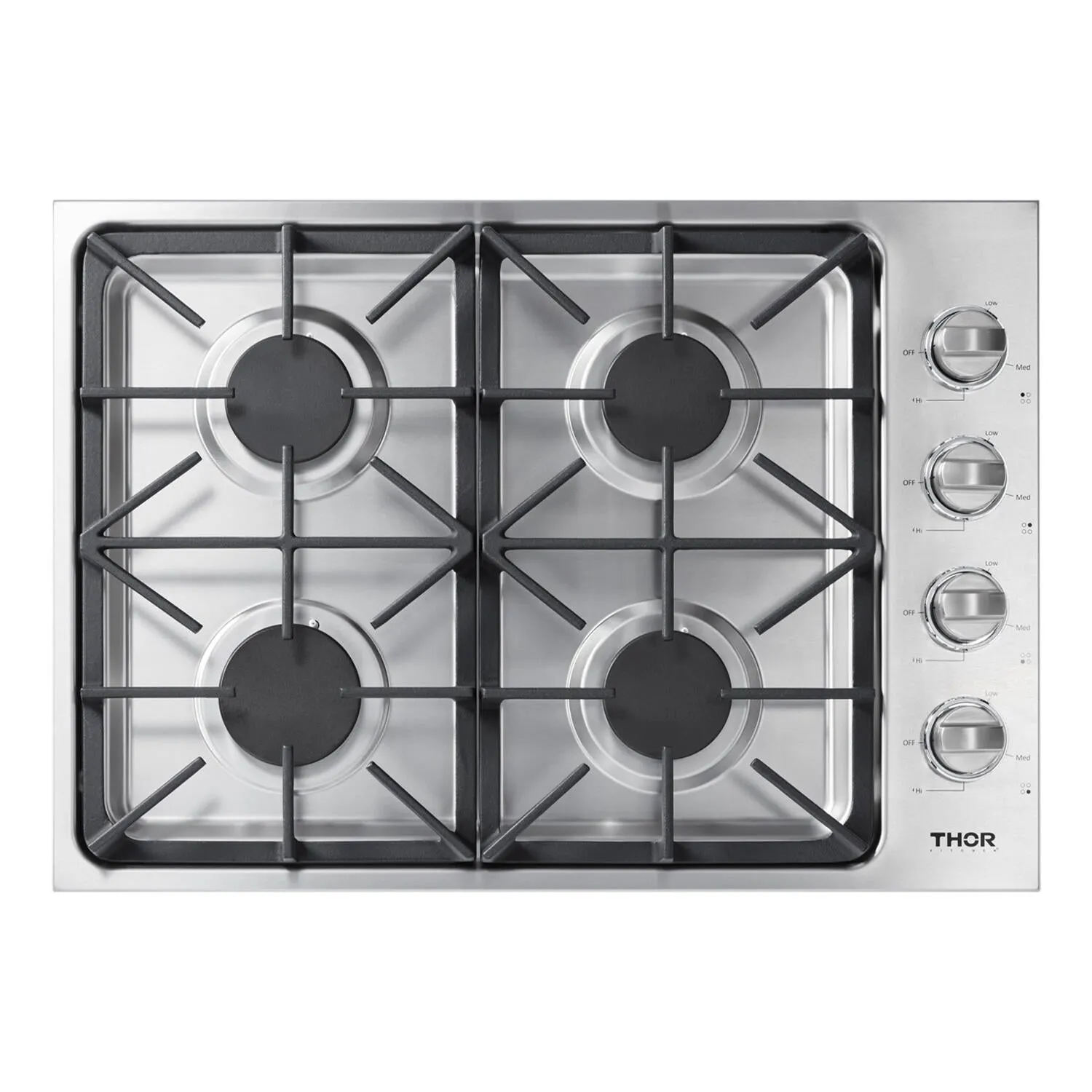 Thor Kitchen TGC3001 30 Inch Professional Drop-In Gas Cooktop With Four Burners In Stainless Steel Cooktops 30 inch cooktop online