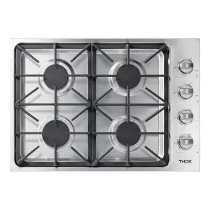 Thor Kitchen TGC3001 30 Inch Professional Drop-In Gas Cooktop With Four Burners In Stainless Steel Cooktops 30 inch cooktop online