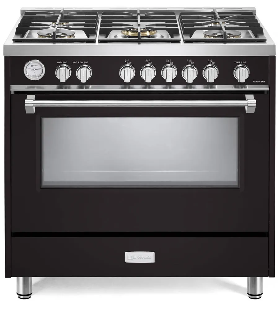 Verona VDFSGG365E Matte Black 36" Designer Gas Range Professional Ranges 6 burner professional gas range