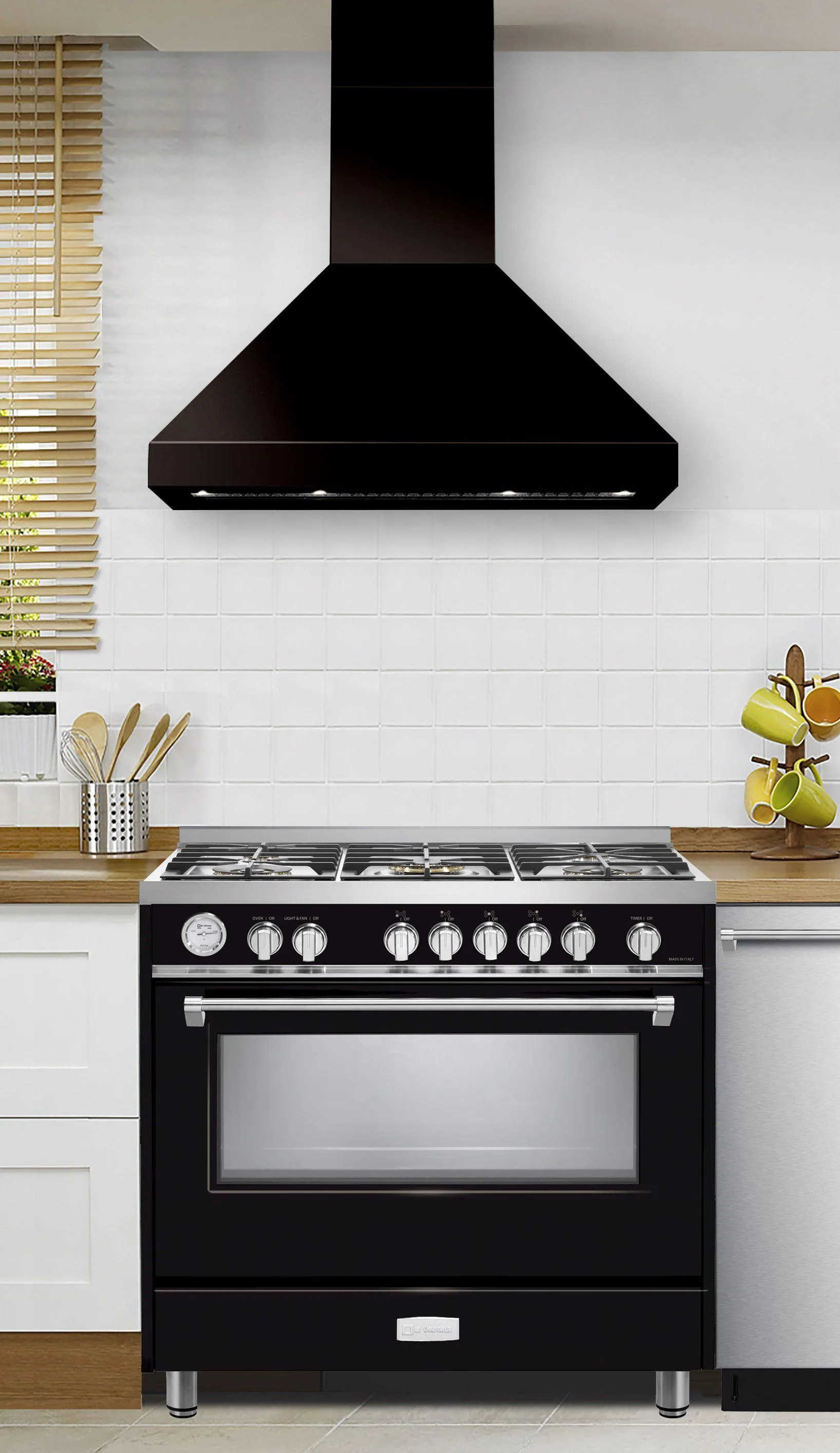 Verona VECHW36GGB 36" Designer Chimney Wall Hood- 600 Cfm - 4 Speeds Ventilation Range Hoods high suction kitchen exhaust hood