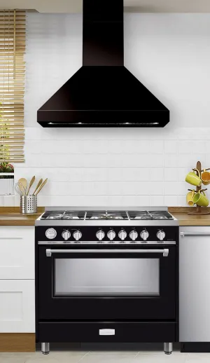 Verona VECHW36GGB 36" Designer Chimney Wall Hood- 600 Cfm - 4 Speeds Ventilation Range Hoods high suction kitchen exhaust hood