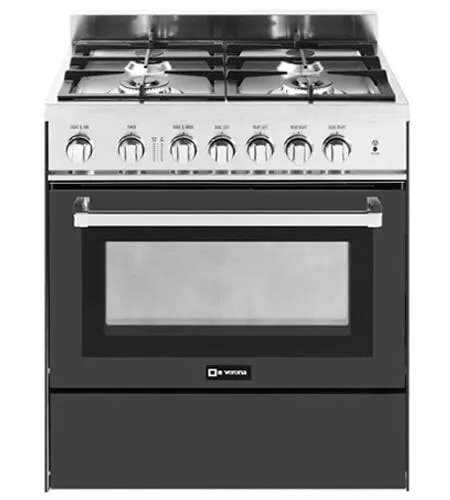 Verona VEFSGG304NE Matte Black 30" Gas Range Professional Ranges 6 burner professional gas range