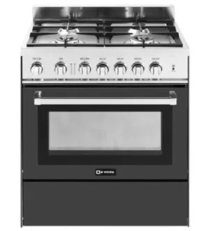 Verona VEFSGG304NE Matte Black 30" Gas Range Professional Ranges 6 burner professional gas range
