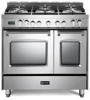 Verona VPFSGE365DSS Stainless Steel 36" Prestige Dual Fuel Double Oven Range Professional Ranges 6 burner professional gas range