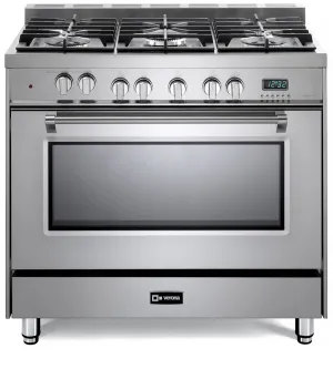 Verona VPFSGE365SS Stainless Steel 36" Dual Fuel Single Oven Range - Prestige Series Professional Ranges 6 burner professional gas range