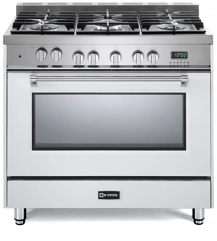 Verona VPFSGE365W White 36" Dual Fuel Single Oven Range - Prestige Series Professional Ranges 6 burner professional gas range