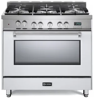 Verona VPFSGE365W White 36" Dual Fuel Single Oven Range - Prestige Series Professional Ranges 6 burner professional gas range