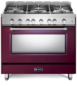 Verona VPFSGG365BU Burgundy 36" Prestige Gas Range Professional Ranges 6 burner professional gas range