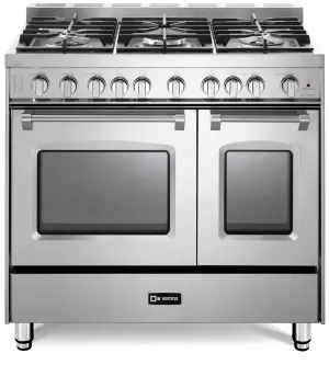 Verona VPFSGG365DSS Stainless Steel 36" Gas Double Oven Range - Prestige Series Professional Ranges 6 burner professional gas range
