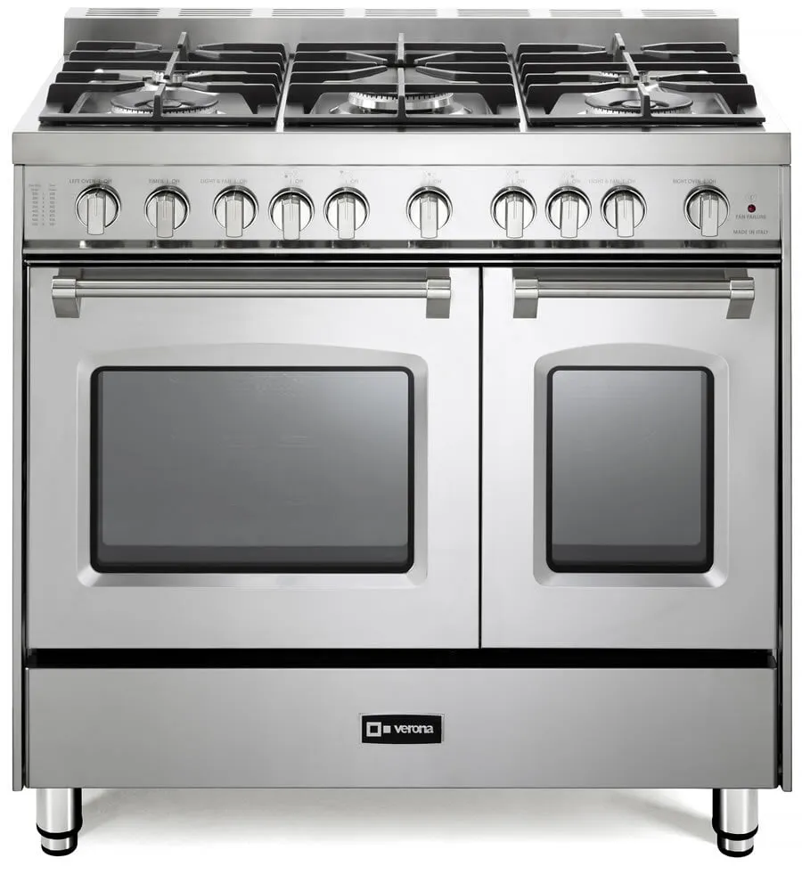Verona VPFSGG365DSS Stainless Steel 36" Gas Double Oven Range - Prestige Series Professional Ranges 6 burner professional gas range