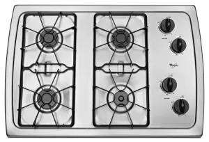 Whirlpool W3CG3014XS 30-Inch Gas Cooktop With 5,000 Btu Accusimmer Burner Gas 4 burner gas range for kitchen
