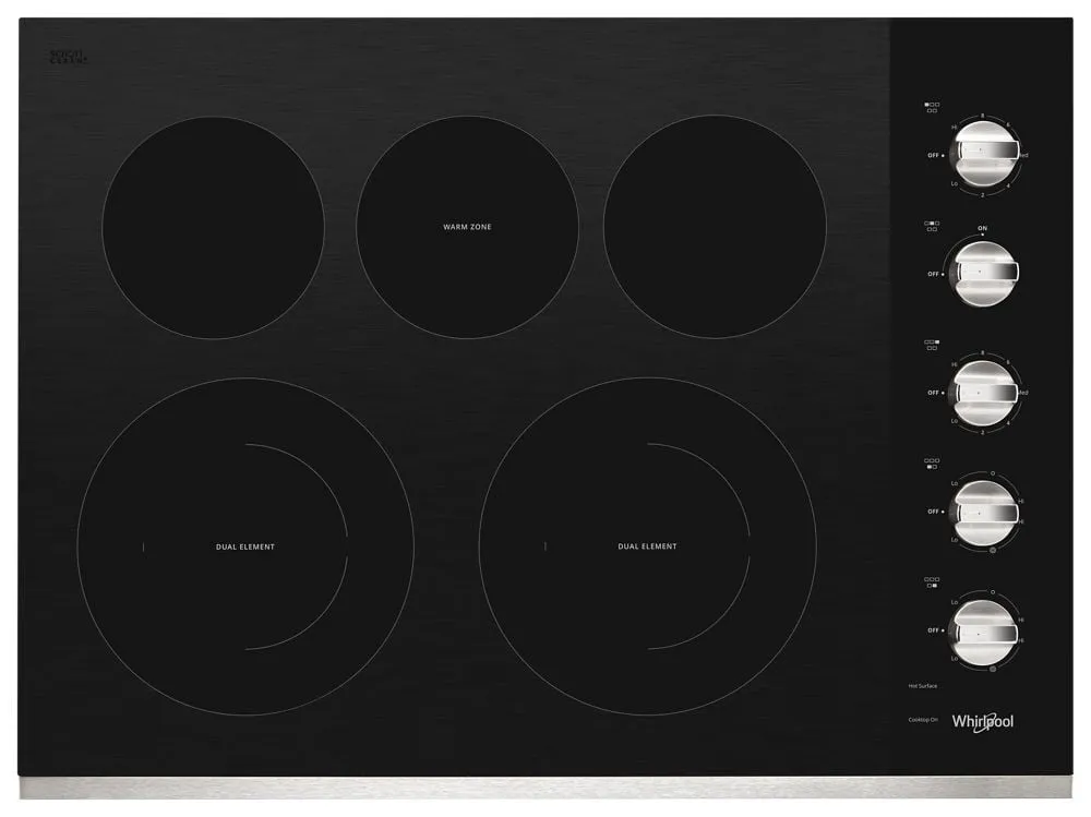 Whirlpool WCE77US0HS 30-Inch Electric Ceramic Glass Cooktop With Two Dual Radiant Elements Electric electric stove with convection oven