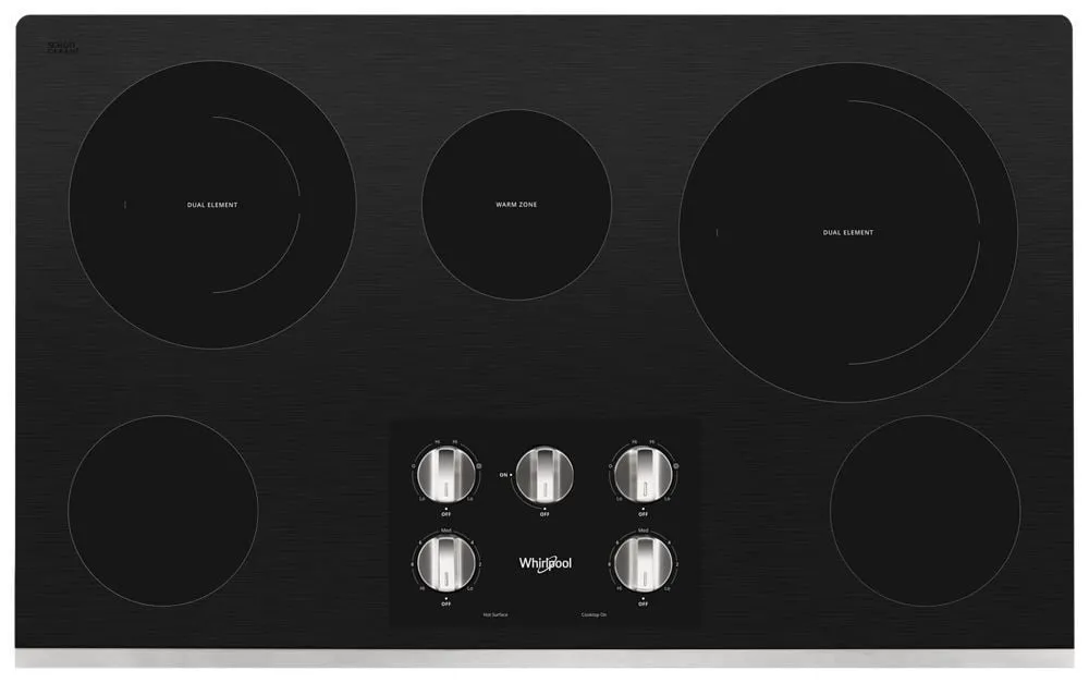 Whirlpool WCE77US6HS 36-Inch Electric Ceramic Glass Cooktop With Two Dual Radiant Elements Cooktops 30 inch cooktop online