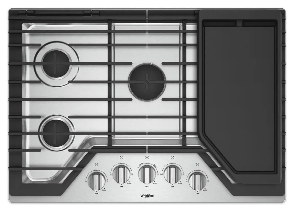 Whirlpool WCG97US0HS 30-Inch Gas Cooktop With Griddle Cooktops 30 inch cooktop online