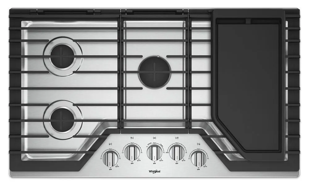 Whirlpool WCG97US6HS 36-Inch Gas Cooktop With Griddle Gas 4 burner gas range for kitchen
