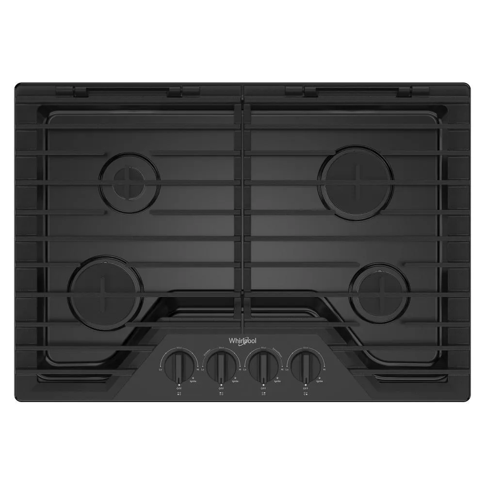 Whirlpool WCGK5030PB 30-Inch Gas Cooktop With Ez-2-Lift&#8482; Hinged Cast-Iron Grates Gas 4 burner gas range for kitchen
