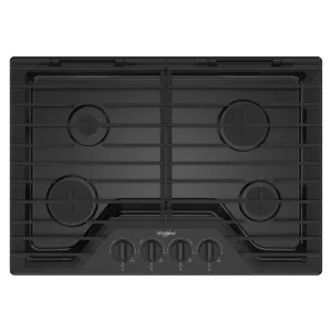 Whirlpool WCGK5030PB 30-Inch Gas Cooktop With Ez-2-Lift&#8482; Hinged Cast-Iron Grates Gas 4 burner gas range for kitchen