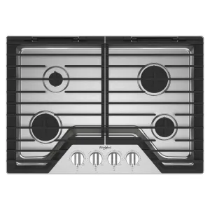 Whirlpool WCGK5030PS 30-Inch Gas Cooktop With Ez-2-Lift&#8482; Hinged Cast-Iron Grates Gas 4 burner gas range for kitchen