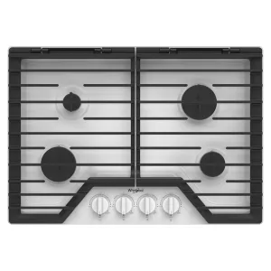 Whirlpool WCGK5030PW 30-Inch Gas Cooktop With Ez-2-Lift&#8482; Hinged Cast-Iron Grates Gas 4 burner gas range for kitchen