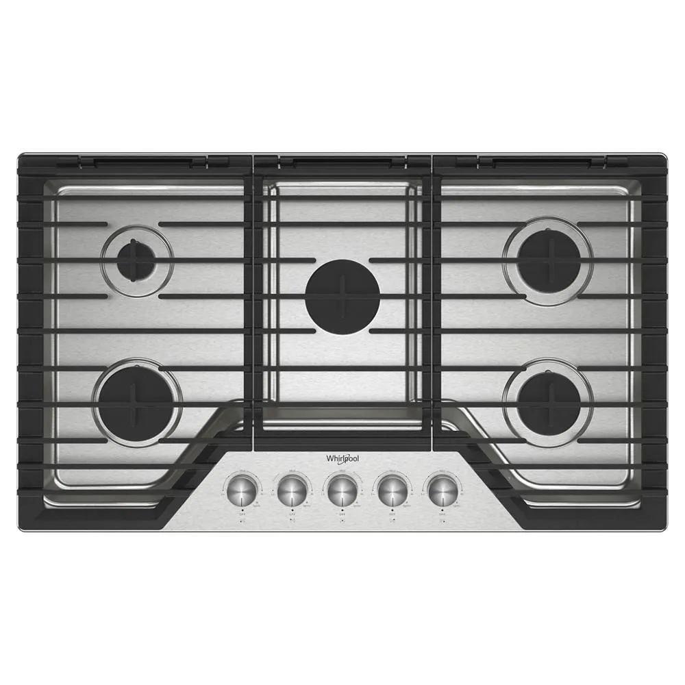 Whirlpool WCGK7036PS 36-Inch Gas Cooktop With Fifth Burner Cooktops ceramic electric cooktops