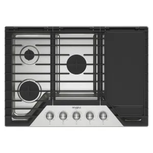 Whirlpool WCGK7530PS 30-Inch Gas Cooktop With 2-In-1 Hinged Grate To Griddle Gas 4 burner gas range for kitchen