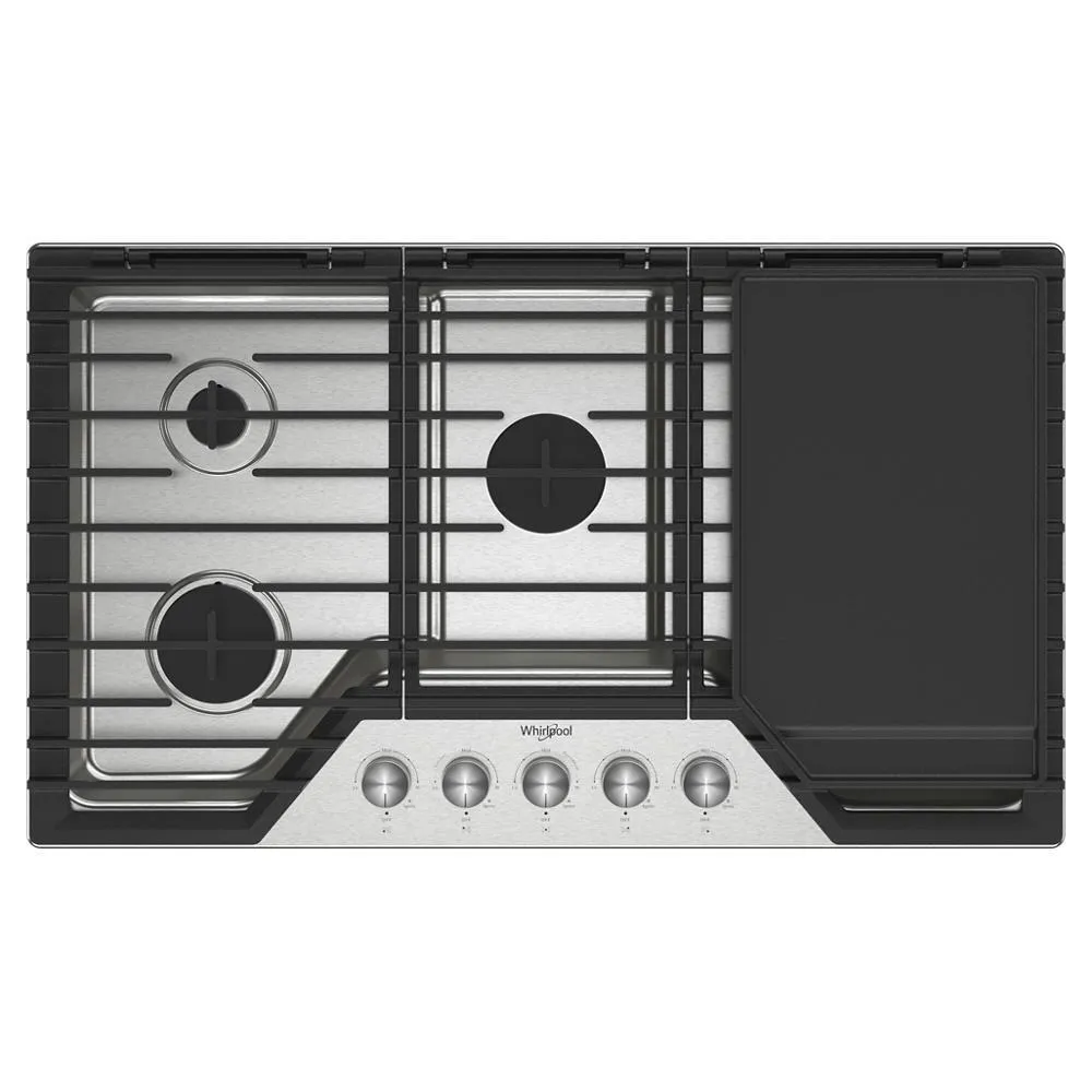 Whirlpool WCGK7536PS 36-Inch Gas Cooktop With 2-In-1 Hinged Grate To Griddle Cooktops ceramic electric cooktops