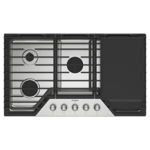 Whirlpool WCGK7536PS 36-Inch Gas Cooktop With 2-In-1 Hinged Grate To Griddle Cooktops ceramic electric cooktops