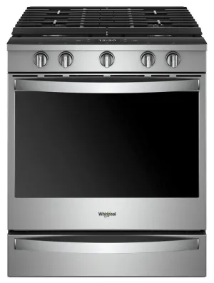 Whirlpool WEG750H0HZ 5.8 Cu. Ft. Smart Slide-In Gas Range With Ez-2-Lift Hinged Cast-Iron Grates Slide In Ranges front control slide-in stove