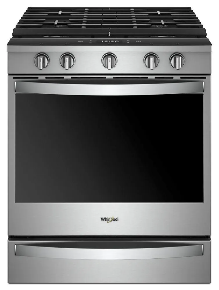 Whirlpool WEG750H0HZ 5.8 Cu. Ft. Smart Slide-In Gas Range With Ez-2-Lift Hinged Cast-Iron Grates Slide In Ranges front control slide-in stove