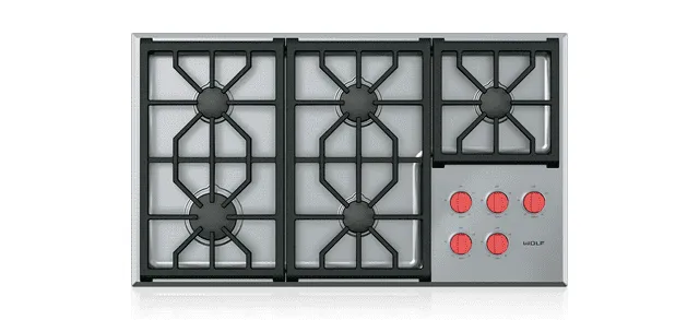 Wolf CG365PS 36" Professional Gas Cooktop - 5 Burners Gas 4 burner gas range for kitchen