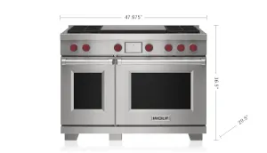 Wolf DF48450FSPLP 48" Dual Fuel Range - 4 Burners And French Top Professional Ranges 6 burner professional gas range