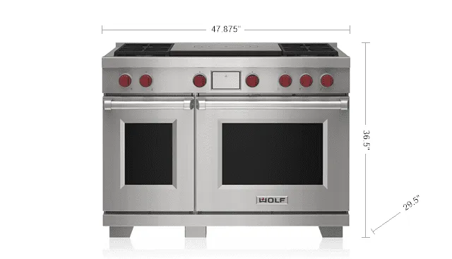 Wolf DF48450FSPLP 48" Dual Fuel Range - 4 Burners And French Top Professional Ranges 6 burner professional gas range