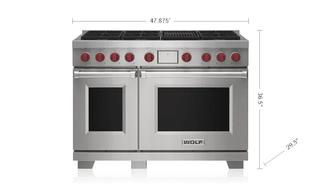 Wolf DF48650CSP 48" Dual Fuel Range - 6 Burners And Infrared Charbroiler Professional Ranges 6 burner professional gas range