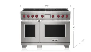 Wolf DF48650CSP 48" Dual Fuel Range - 6 Burners And Infrared Charbroiler Professional Ranges 6 burner professional gas range