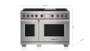 Wolf DF48650GSP 48" Dual Fuel Range - 6 Burners And Infrared Griddle Professional Ranges 6 burner professional gas range