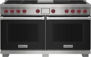 Wolf DF60650CGBKP 60" Dual Fuel Range - 6 Burners, Infrared Charbroiler And Infrared Griddle Freestanding Ranges freestanding dual fuel range 30 inch