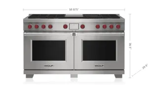 Wolf DF60650CGSPLP 60" Dual Fuel Range - 6 Burners, Infrared Charbroiler And Infrared Griddle Professional Ranges 6 burner professional gas range