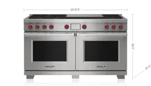 Wolf DF60650FSPLP 60" Dual Fuel Range - 6 Burners And French Top Professional Ranges 6 burner professional gas range