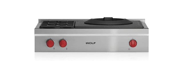 Wolf SRT362WLP 36" Sealed Burner Rangetop - 2 Burners And Wok Burner Gas 4 burner gas range for kitchen