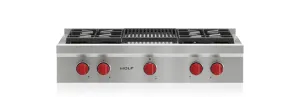 Wolf SRT364CLP 36" Sealed Burner Rangetop - 4 Burners And Infrared Charbroiler Gas 4 burner gas range for kitchen