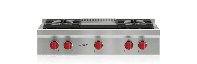 Wolf SRT364G 36" Sealed Burner Rangetop - 4 Burners And Infrared Griddle Cooktops 30 inch cooktop online