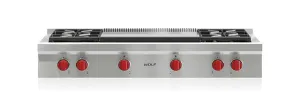 Wolf SRT484DG 48" Sealed Burner Rangetop - 4 Burners And Infrared Dual Griddle Gas 4 burner gas range for kitchen