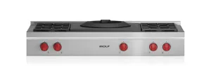 Wolf SRT484W 48" Sealed Burner Rangetop - 4 Burners And Wok Burner Gas 4 burner gas range for kitchen