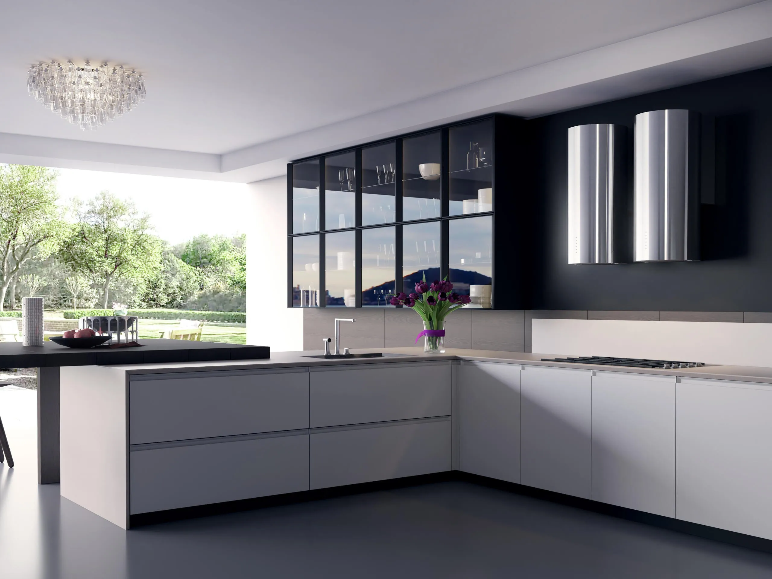 Xo Appliance XOCYL16SC 600/395 Cfm Designer Cylinder Wall Mount Stainless Ducted Hoods high cfm ducted range hood