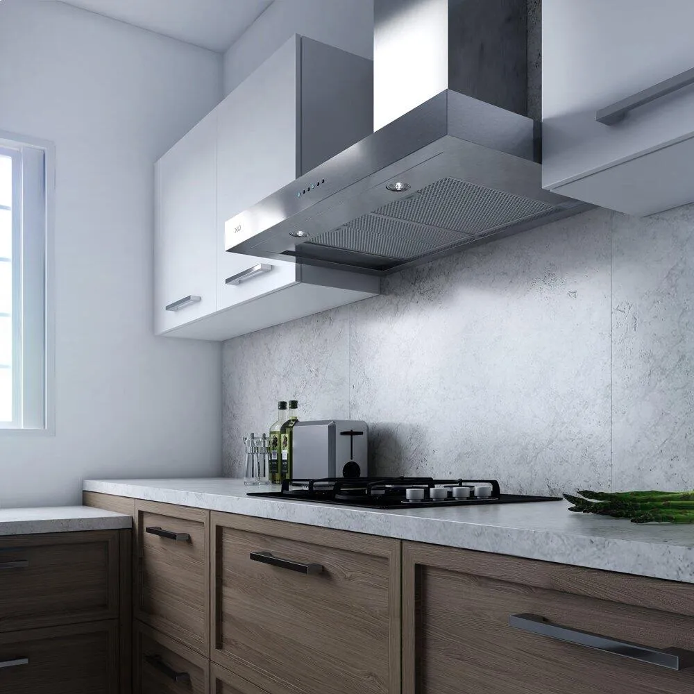 Xo Appliance XOR30SC 30" 600/395 Cfm Sleek Contemporary Italian Made Wall Mount Hood Stainless