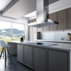 Xo Appliance XORI42SC 42" 600/395 Cfm Italian Made Island Range Hood Stainless Professional Hoods 36 inch wall mount hood